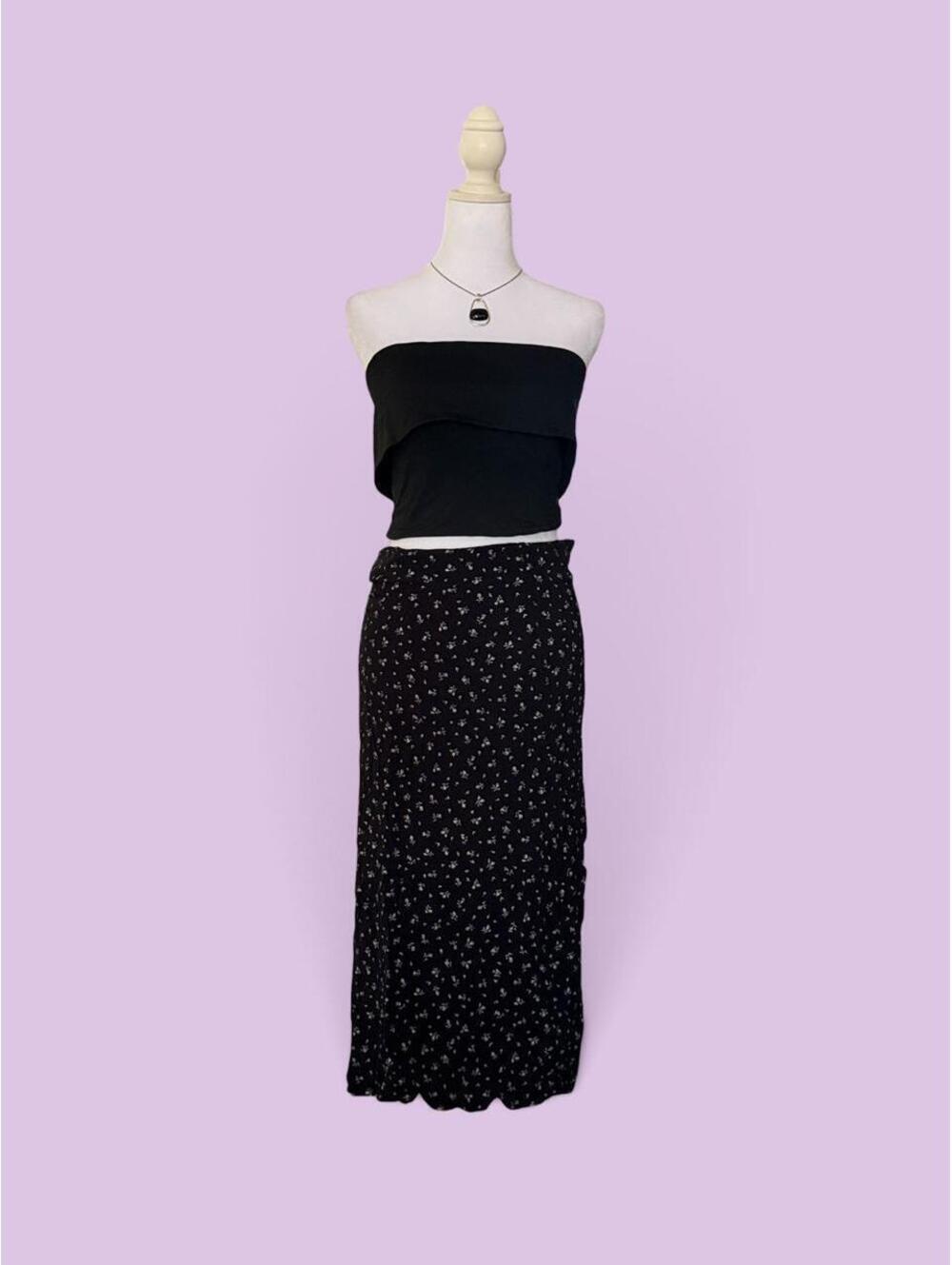Brandy Melville Black floral maxi skirt